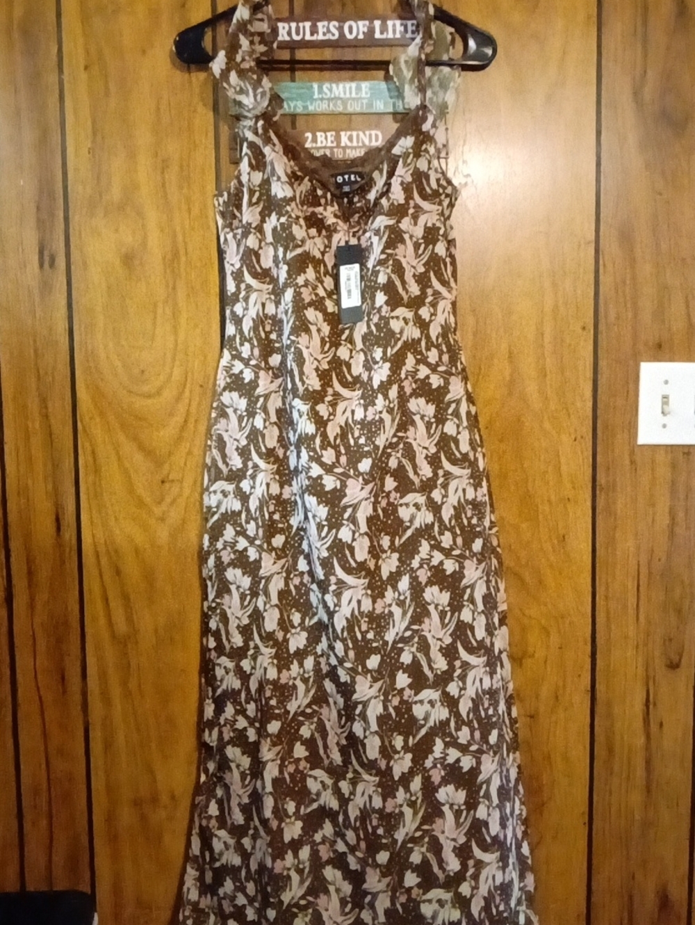 Motel Rocks Brown and Cream Floral Maxi Dress